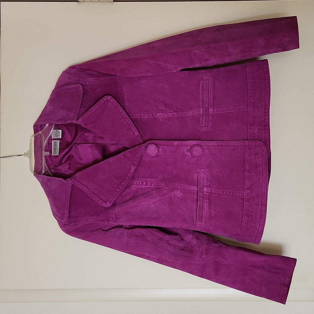 Chico's pinkish purple leather jacket
